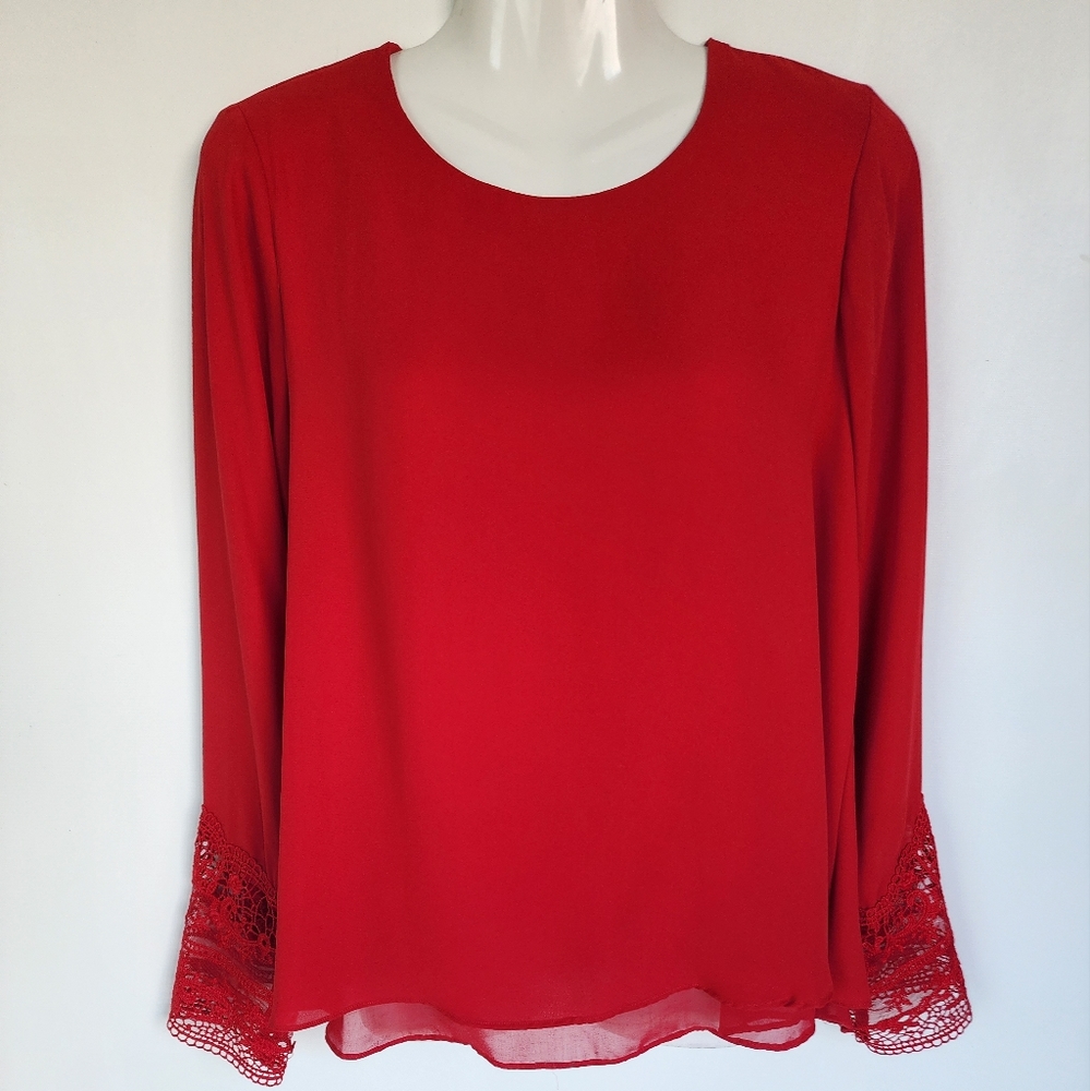 Zac & Rachel Red Long Sleeve embroidered Blouse